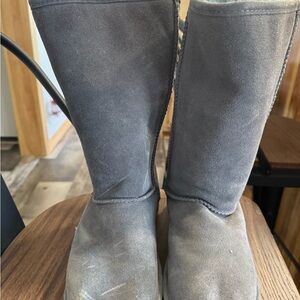 BearPaw Gray Suede Tall Cozy Boots